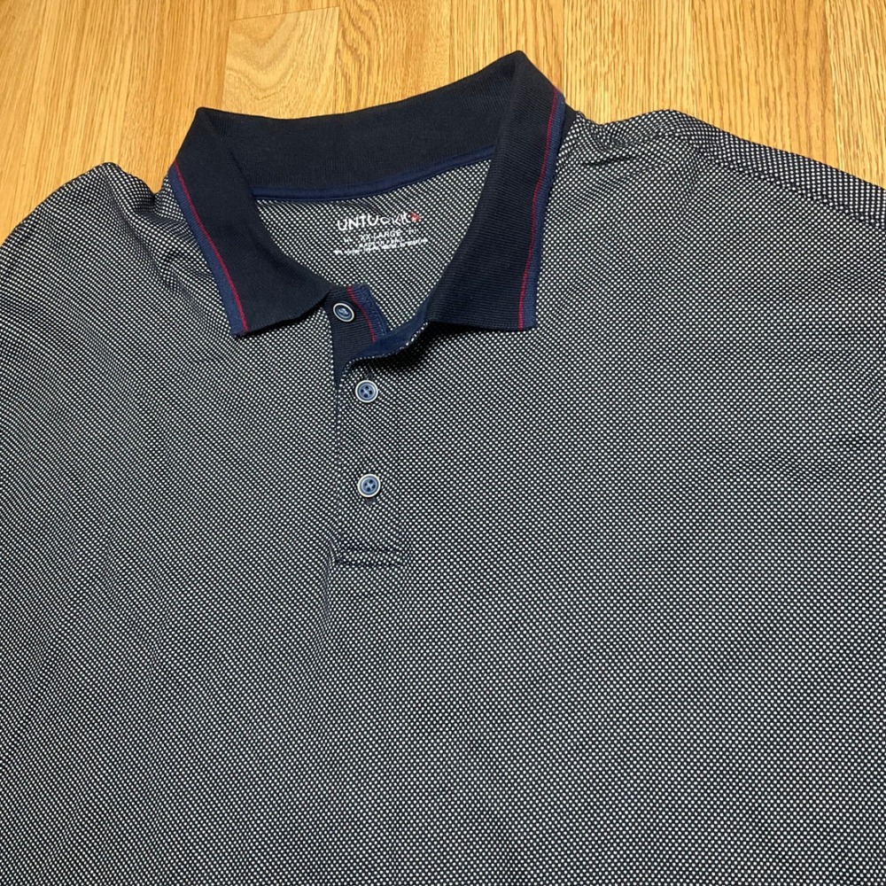 UNTUCKit Boscarelli Mens XXL Long Sleeve Polo Shirt Navy Blue Pattern 40756